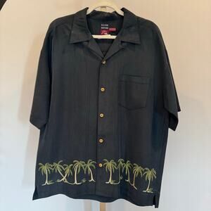 Quiksilver Silver Edition Silk Palm Tree Shirt Medium Oversized Vintage Aloha